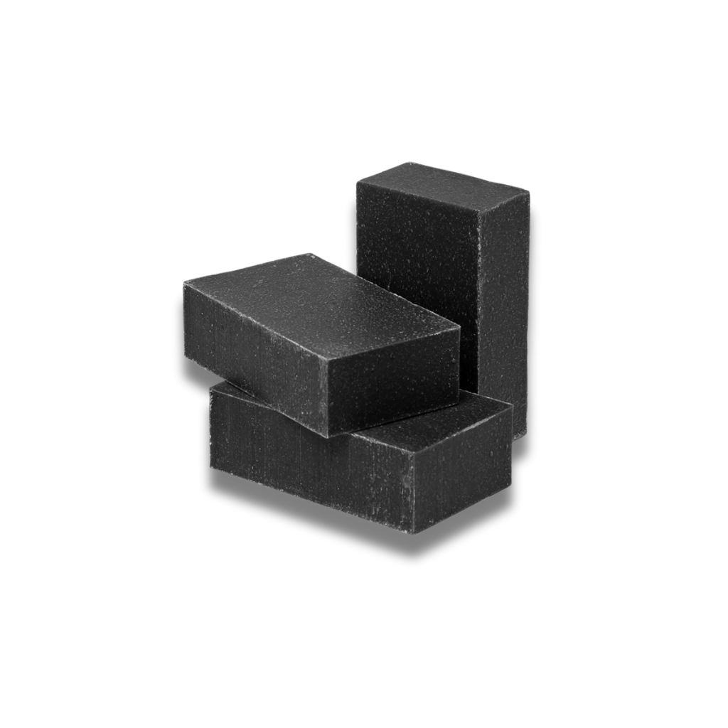 Natural black tea tree oil bar soap for men with detoxifying charcoal, handcrafted cold process vegan soap by Lathered in Roots.